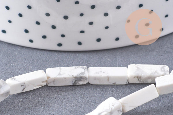 Perle rectangle howlite blanche, perle howlite,pierre naturelle,howlite naturelle,perle pierre,13mm, x1 fil de 41cm (G3014)