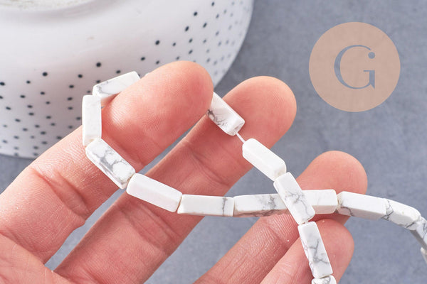 Perle rectangle howlite blanche, perle howlite,pierre naturelle,howlite naturelle,perle pierre,13mm, x1 fil de 41cm (G3014)