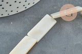 Perle rectangle nacre blanche naturelle 28mm,x1 fil de 25cm (G0652)