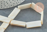 Perle rectangle nacre blanche naturelle 28mm,x1 fil de 25cm (G0652)
