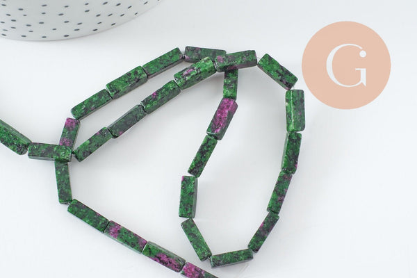 Perle rectangle rubis zoisite, perle zoisite,pierre naturelle,zoisite naturelle,perle pierre,13mm,fil de 40cm x1 (G1798)