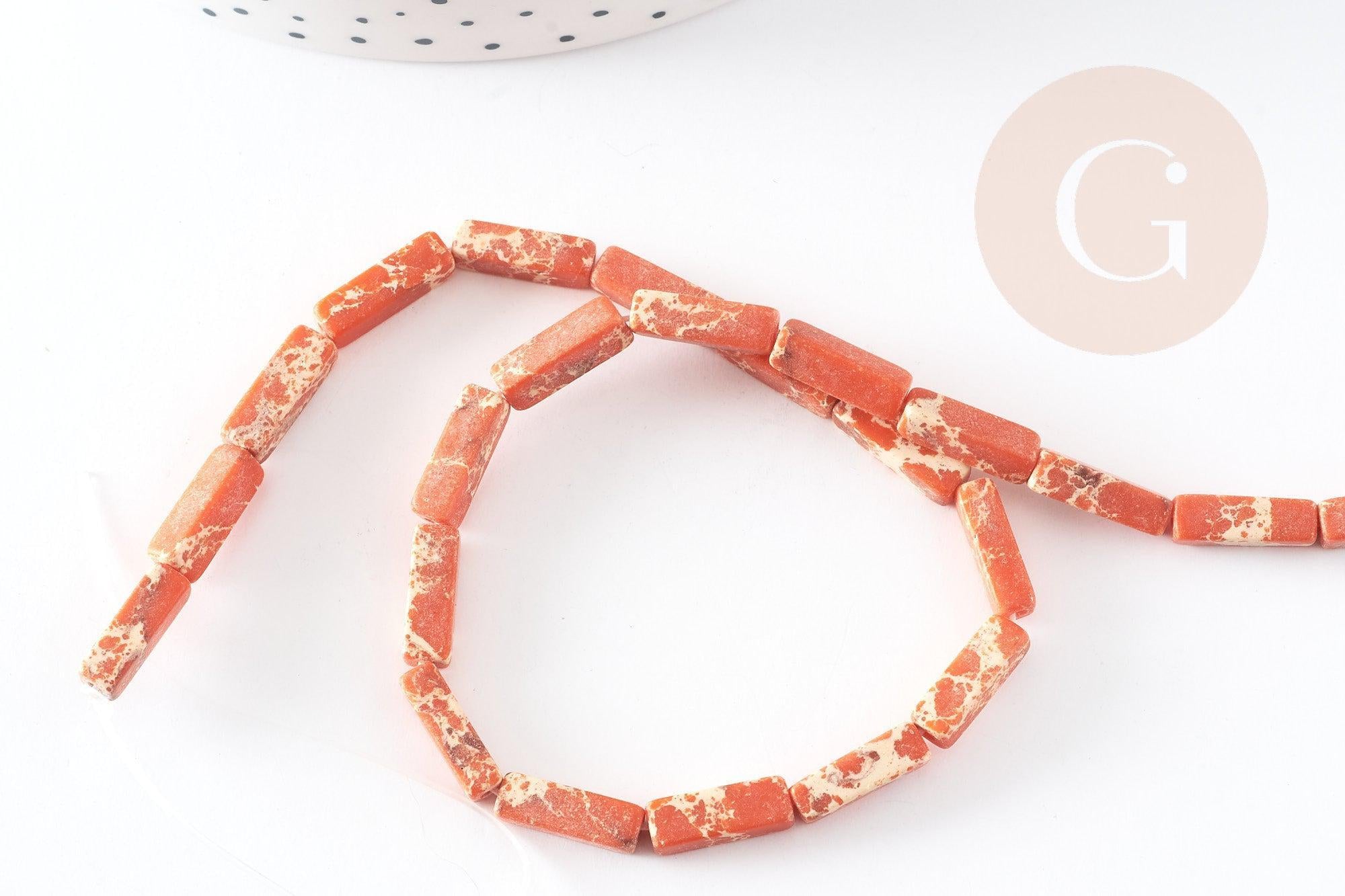 Perle rectangulaire regalite orange, pierre naturelle, perles jaspe, 12mm, fil de 40cm, x1 (G1108)