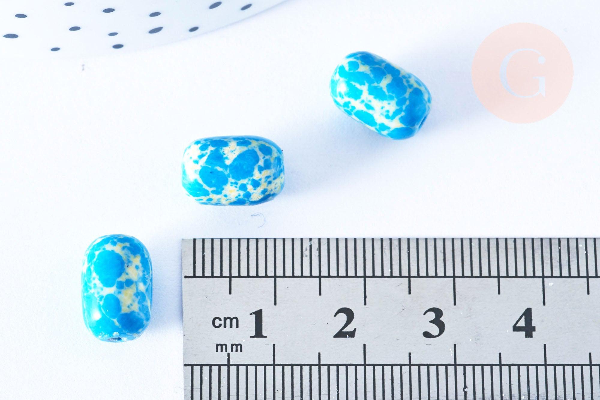 Perle regalite bleu turquoise ovale 13mm, pierre, x5 (G7081)