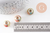 Perle résine rondelle facettée multicolore argent,des perles originales et transparentes pour création bijoux ,14mm, x1 (G4385)