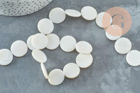 Perle rond nacre blanche naturelle 20mm, coquillage blanc, fil de 40cm, x1 (G5582)