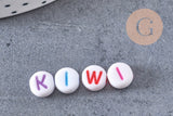 Perle ronde Lettre Alphabet plastique blanc lettre colorée, x 10Gr (G4091)