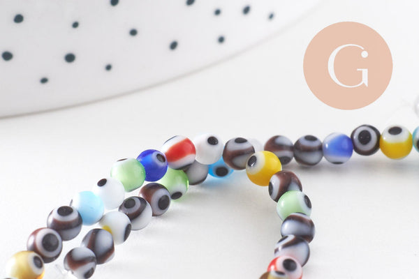 Perle ronde Mauvais Oeil Grecque verre multicolore 4mm, x1 (G3000)