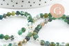 Perle ronde agate mousse, perle agate,pierre naturelle,agate naturelle,perle pierre,4mm,fil de 90 perles, x1 (G2587)