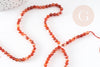 Perle ronde agate naturelle orange facettée 4mm, x1 fil de 35cm (G4481)