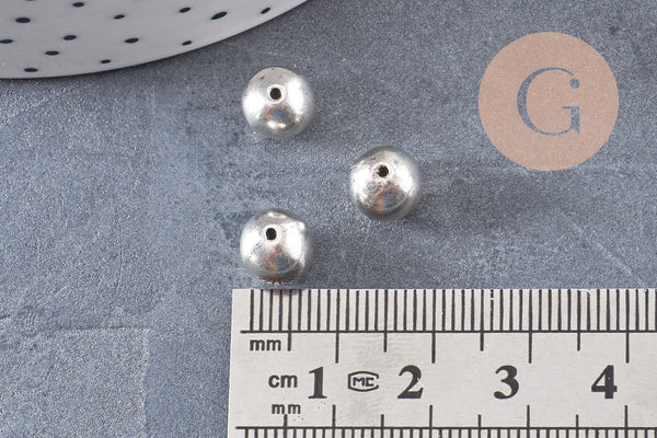 Perle ronde argent tibétain vieilli 8mm, x10 (G0084)