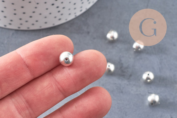 Perle ronde argent tibétain vieilli 8mm, x10 (G0084)