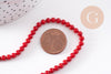Perle ronde corail naturel teinté rouge 4mm, perles coquillage, x1 fil de 39cm(G0694)
