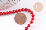 Perle ronde corail rouge, perles corail, fabrication bijoux,corail rouge,corail naturel, fil de 40cm environ ,6mm x1 (G5388)