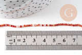 Perle ronde cornaline orange naturelle lisse 2-3mm, x1 fil de 39cm (G4323)