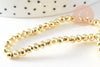 Perle ronde facette hématite dorée 4mm, perle hématite synthétique pierre, fil de 39cm, x1 (G6217)