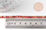 Perle ronde facettée cornaline orange naturelle 4-4.5mm facetté, x1 fil de 35cm (G4372)