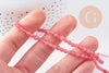 Perle ronde jade naturel rose facette 4mm, x1 fil de 38 cm (G2335)