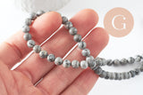 Perle ronde jaspe picasso naturel gris 6mm, x1 fil de 65 perles (G0540)