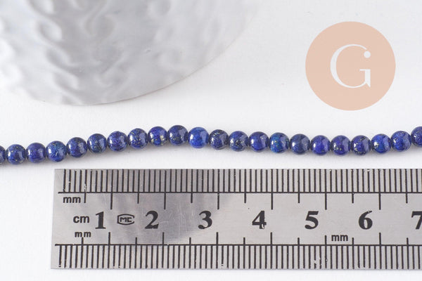 Perle ronde lapis lazuli naturel 4mm, x1 fil de 19,3 cm (G0020)