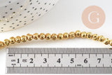 Perle ronde lave naturelle dorée 4mm, x1 fil de 39cm (G1543)