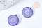 Perle ronde motif fleur marguerite bleue nacre 19.5mm, création bijou nacre, x1 (G6981)