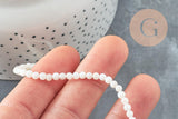 Perle ronde nacre coquillage blanc 3mm,perle en coquillage pour fabrication bijoux nacre, le fil de 40cm, x1 (G5581)