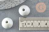 Perle ronde porcelaine émaillé gris clair 16mm,perle céramique, céramique blanche, x10 (G9447)