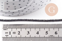 Perle ronde verre facettée irisée gris anthracite 2mm, fourniture création de bijoux DIY, le fil de 37cm, x1 (G7492)