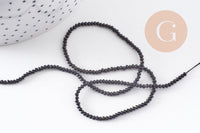 Perle ronde verre facettée irisée gris anthracite 2mm, fourniture création de bijoux DIY, le fil de 37cm, x1 (G7492)