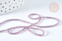 Perle ronde verre facettée irisée transparente violet clair 2mm, fourniture DIY, x1 de 37cm (G7333)