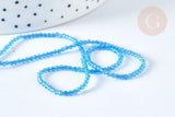 Perle ronde verre facettée transparente bleu ciel 2mm, DIY, le fil de 37cm (G7338)