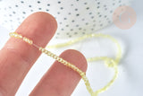 Perle ronde verre facettée transparente jaune clair, 2~2,5mm, x1 fil de 37cm (G7335)