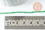 Perle ronde verre facettée transparente vert clair 2mm, DIY, fil de 37cm, x1 (G7445)