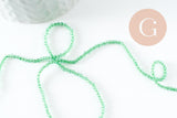 Perle ronde verre facettée transparente vert clair 2mm, DIY, fil de 37cm, x1 (G7445)