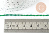 Perle ronde verre facettée transparente vert foncé 2mm, fourniture création de bijoux DIY, fil de 37cm, x1 (G7393)