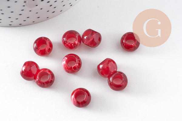 Perle rondelle acrylique rouge imitation pierre 11.5mm, x50 (G10887)
