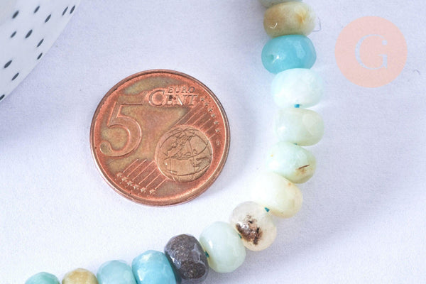 Perle rondelle amazonite facetté naturelle,Pendentif bijoux, pierre naturelle,10mm, fil de 39cm x1 (G6720)