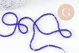 Perle rondelle cristal facetté bleu roi 2mm, x1 fil de 37cm (G7241)