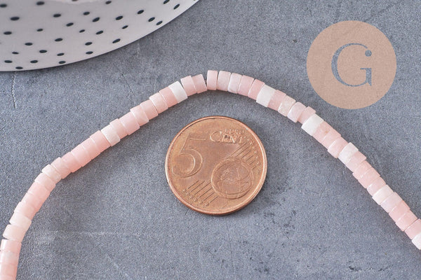 Perle rondelle heishi jade rose, jade naturel, perle pierre, 4.5mm ,fil de 160 perles, x1 (G3550)