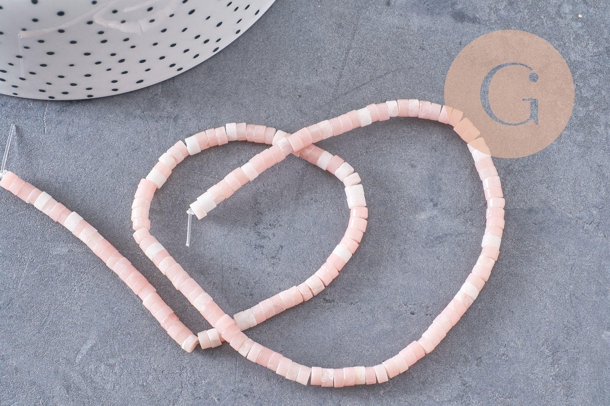 Perle rondelle heishi jade rose, jade naturel, perle pierre, 4.5mm ,fil de 160 perles, x1 (G3550)