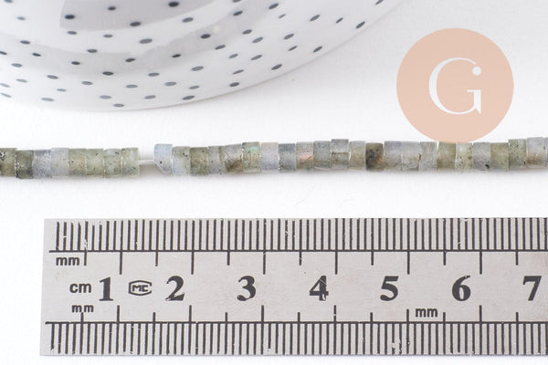 Perle rondelle heishi labradorite naturelle 4.5mm, pierre, fil de 38cm, x1 (G2700)