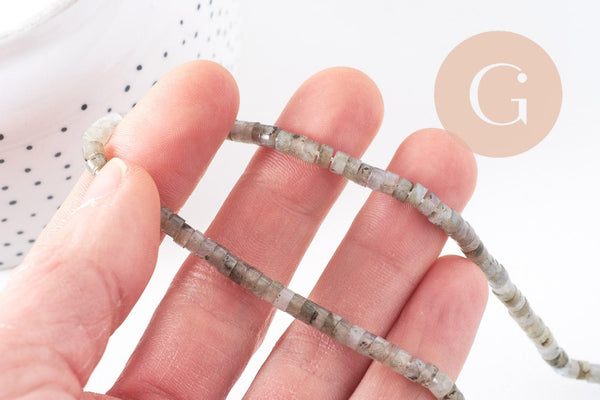 Perle rondelle heishi labradorite naturelle 4.5mm, pierre, fil de 38cm, x1 (G2700)