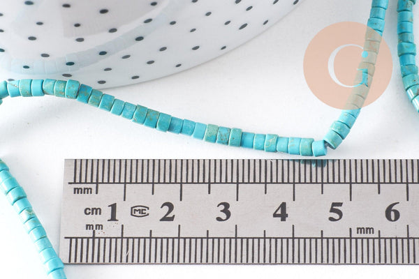 Perle rondelle howlite turquoise 4mm, howlite naturelle,perle turquoise,perle pierre,création bijoux,fil de 92 perles x1 (G1554)