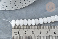 Perle rondelle jade blanc naturel 8x5~5.5mm,fil de 40cm, x1 (G7330)