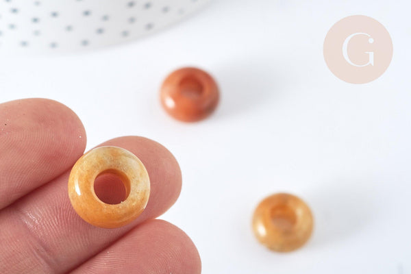 Perle rondelle jade de topaze création bijoux 14mm, x2 (G7559)