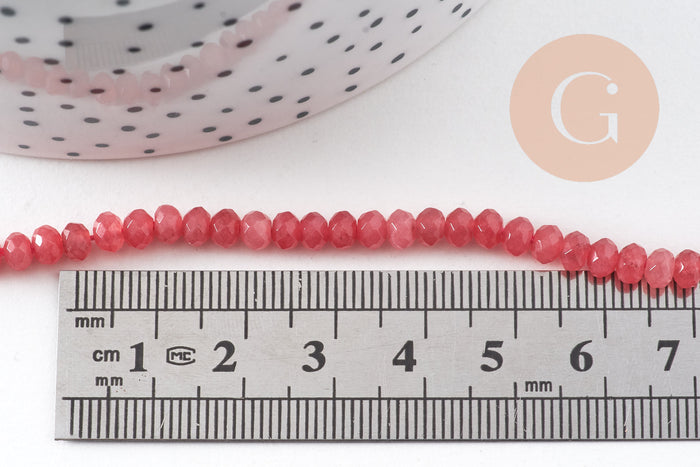Perle rondelle jade naturel facettes 2x4mm, x1 fil de 34.5cm (G10918)