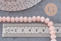 Perle rondelle jade naturel rose clair facetté 8x6mm, x1 fil de 60 perles (G4712)