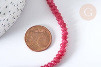 Perle rondelle jade rose naturel foncé facettes 5x3mm, x1 fil de 36cm (G1703)