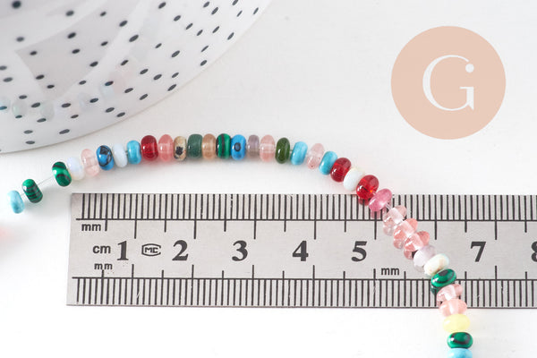 Perle rondelle pierres naturelles mélangées 4mm, x1 fil de 39cm (G10818)