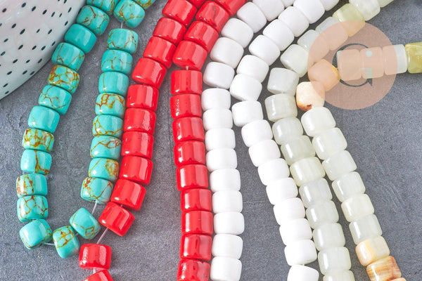 Perle rondelle turquoise naturelle 8mm, perle pierre naturelle pour création bijoux, fil de 40 cm, x1 (G5183)